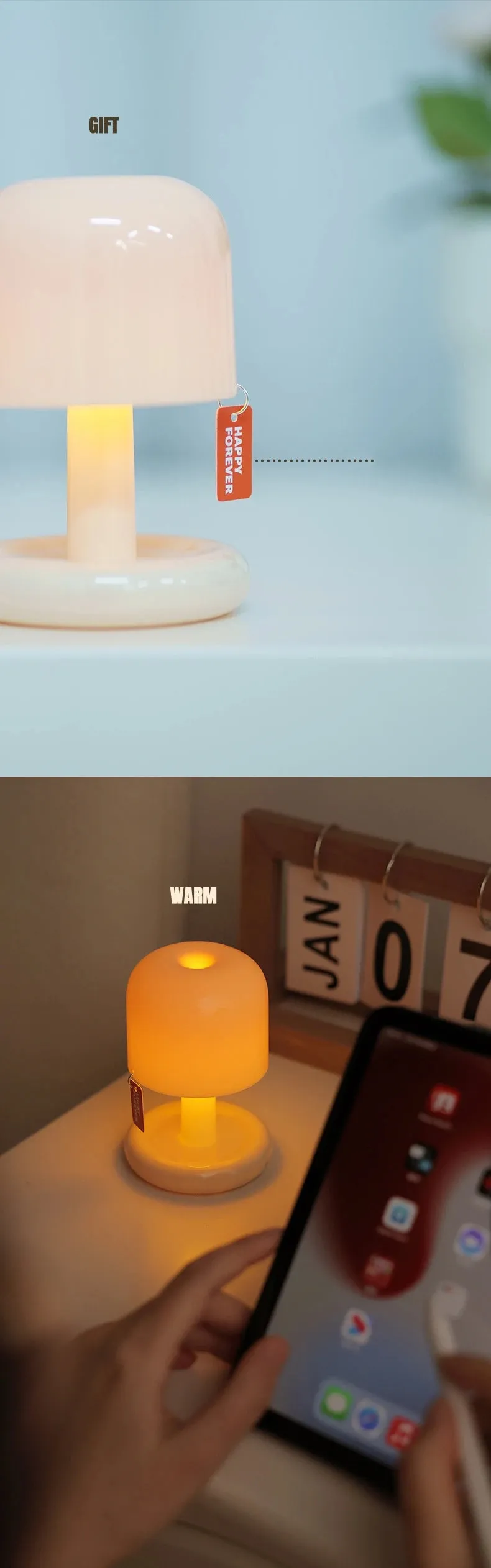 🌅 Mini Desktop Sunset Night Lamp | Creative USB Rechargeable Mushroom Style LED Night Light | Perfect for Coffee Bar & Home Decor
