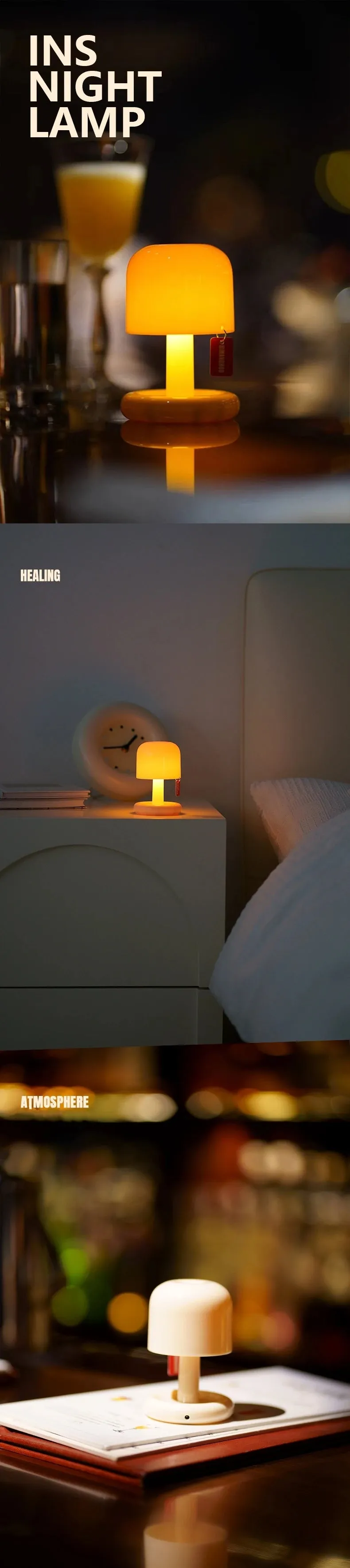 🌅 Mini Desktop Sunset Night Lamp | Creative USB Rechargeable Mushroom Style LED Night Light | Perfect for Coffee Bar & Home Decor
