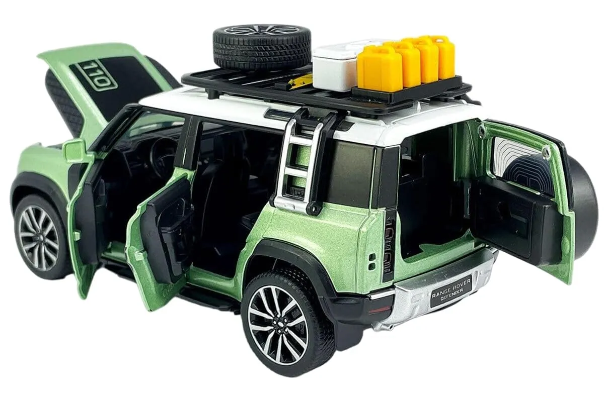1:24 LAND ROVER DEFENDER MODEL CAR SPORTS CAR EXCLUSIVE ALLOY METAL PULL BACK DIE-CAST CAR DIECAST METAL PULLBACK TOY CAR WITH OPENABLE DOORS & LIGHT MUSIC TOYS FOR KIDS【 COLOR AS PER STOCK 】
