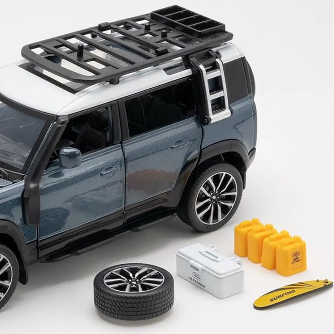 1:24 LAND ROVER DEFENDER MODEL CAR SPORTS CAR EXCLUSIVE ALLOY METAL PULL BACK DIE-CAST CAR DIECAST METAL PULLBACK TOY CAR WITH OPENABLE DOORS & LIGHT MUSIC TOYS FOR KIDS【 COLOR AS PER STOCK 】