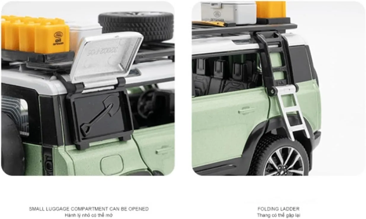 1:24 LAND ROVER DEFENDER MODEL CAR SPORTS CAR EXCLUSIVE ALLOY METAL PULL BACK DIE-CAST CAR DIECAST METAL PULLBACK TOY CAR WITH OPENABLE DOORS & LIGHT MUSIC TOYS FOR KIDS【 COLOR AS PER STOCK 】
