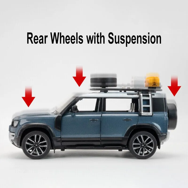 1:24 LAND ROVER DEFENDER MODEL CAR SPORTS CAR EXCLUSIVE ALLOY METAL PULL BACK DIE-CAST CAR DIECAST METAL PULLBACK TOY CAR WITH OPENABLE DOORS & LIGHT MUSIC TOYS FOR KIDS【 COLOR AS PER STOCK 】