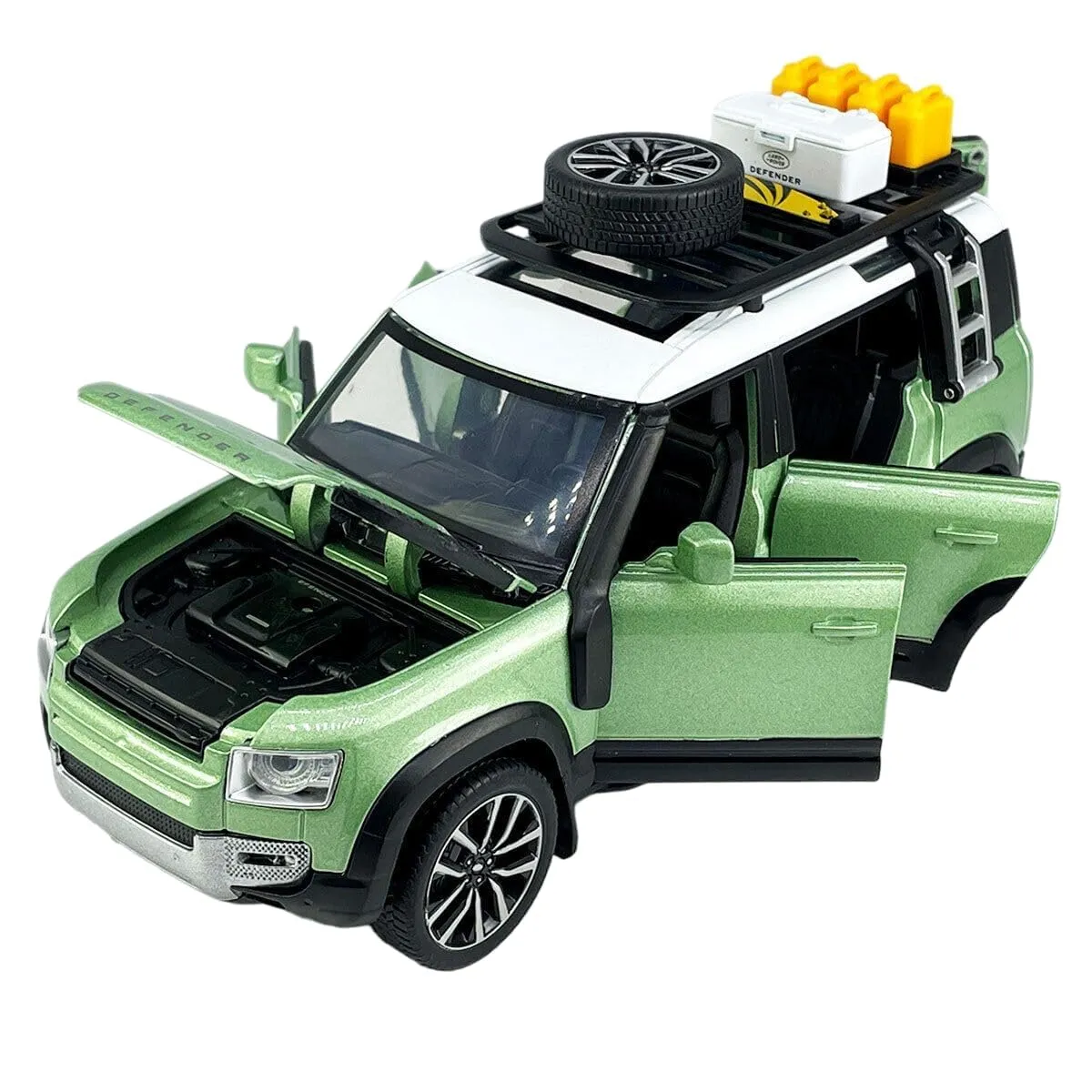 1:24 LAND ROVER DEFENDER MODEL CAR SPORTS CAR EXCLUSIVE ALLOY METAL PULL BACK DIE-CAST CAR DIECAST METAL PULLBACK TOY CAR WITH OPENABLE DOORS & LIGHT MUSIC TOYS FOR KIDS【 COLOR AS PER STOCK 】