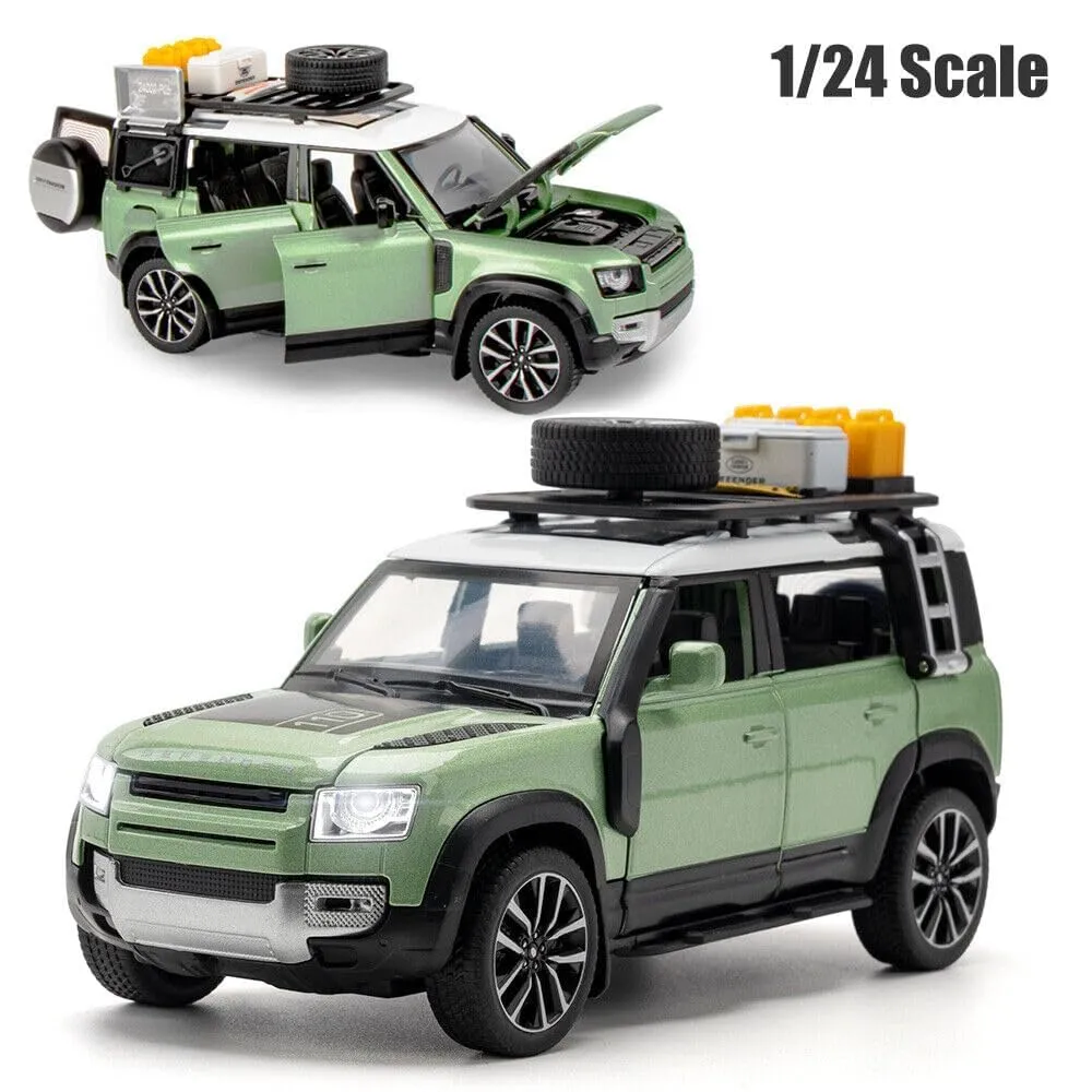 1:24 LAND ROVER DEFENDER MODEL CAR SPORTS CAR EXCLUSIVE ALLOY METAL PULL BACK DIE-CAST CAR DIECAST METAL PULLBACK TOY CAR WITH OPENABLE DOORS & LIGHT MUSIC TOYS FOR KIDS【 COLOR AS PER STOCK 】