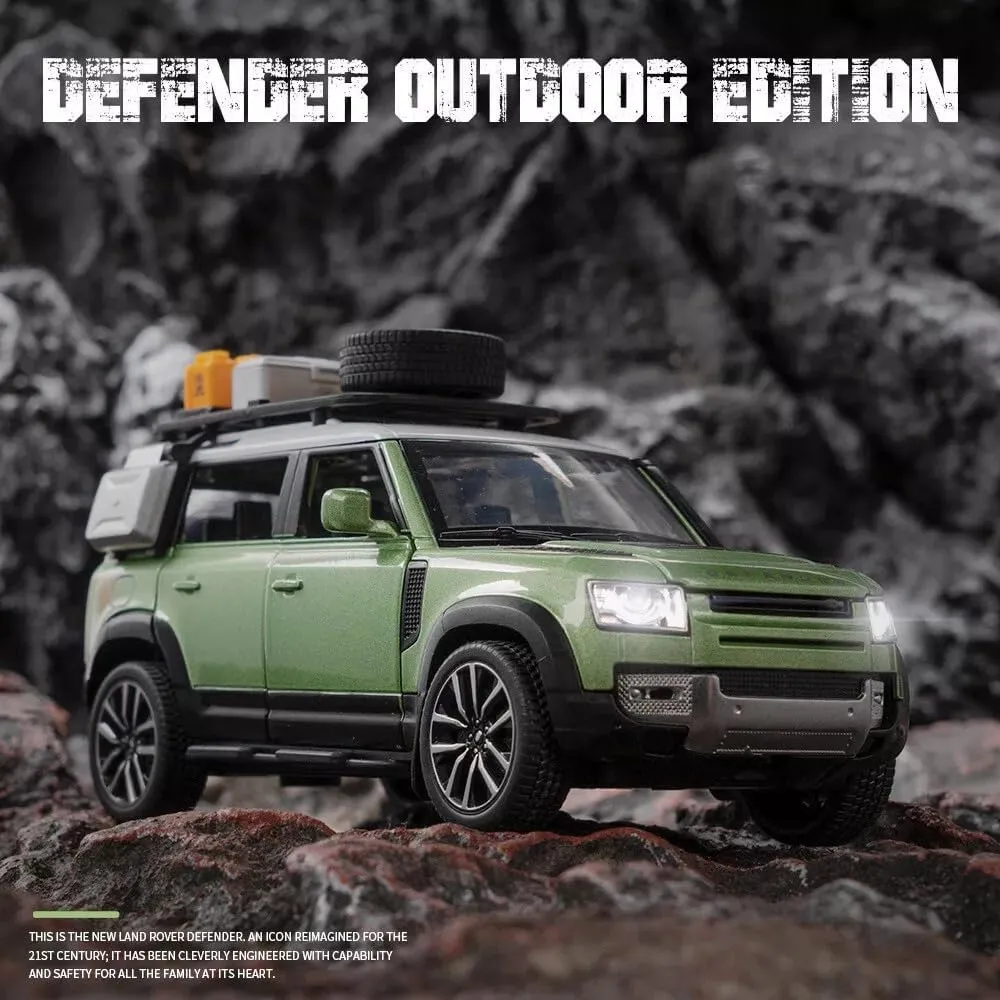 1:24 LAND ROVER DEFENDER MODEL CAR SPORTS CAR EXCLUSIVE ALLOY METAL PULL BACK DIE-CAST CAR DIECAST METAL PULLBACK TOY CAR WITH OPENABLE DOORS & LIGHT MUSIC TOYS FOR KIDS【 COLOR AS PER STOCK 】