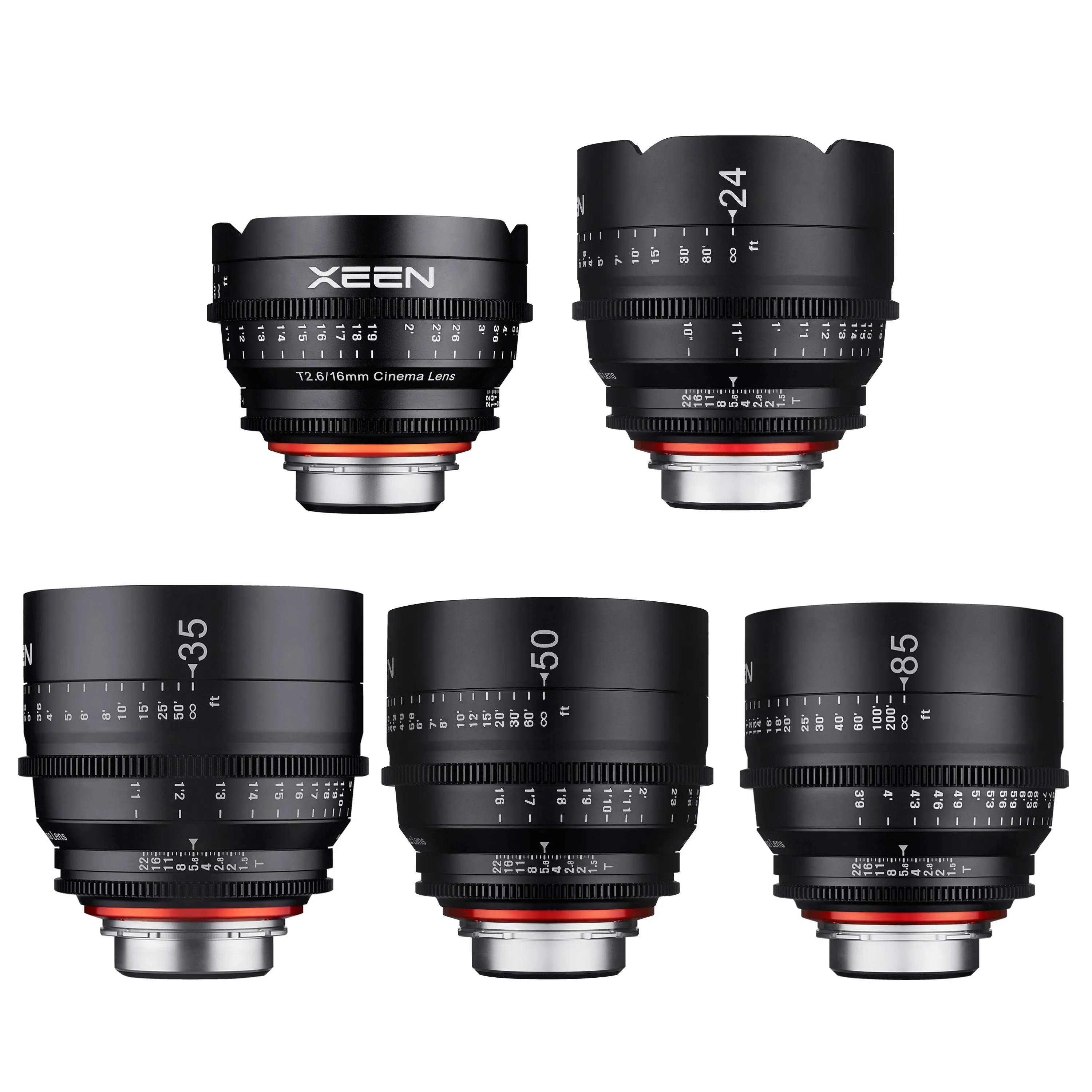 16, 24, 35, 50, 85mm XEEN Pro Cinema Lens Bundle