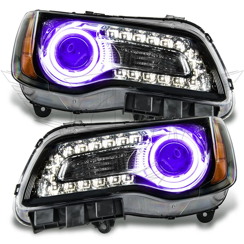2011-2014 Chrysler 300C NON HID Pre-Assembled Headlights - Black Housing