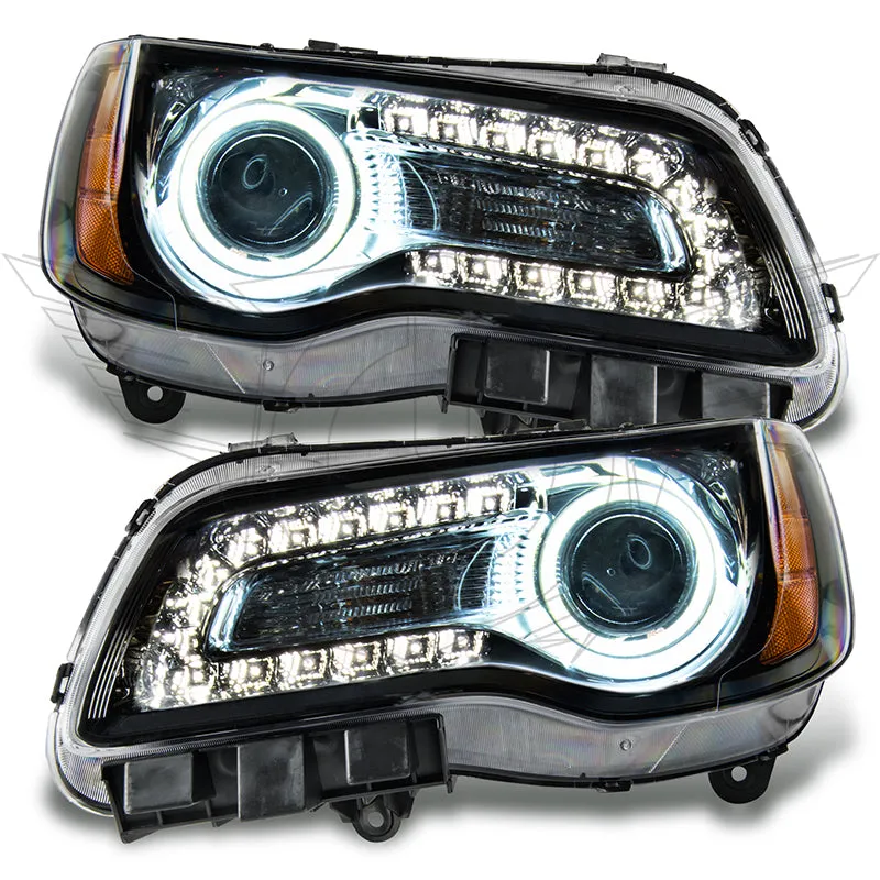 2011-2014 Chrysler 300C NON HID Pre-Assembled Headlights - Black Housing