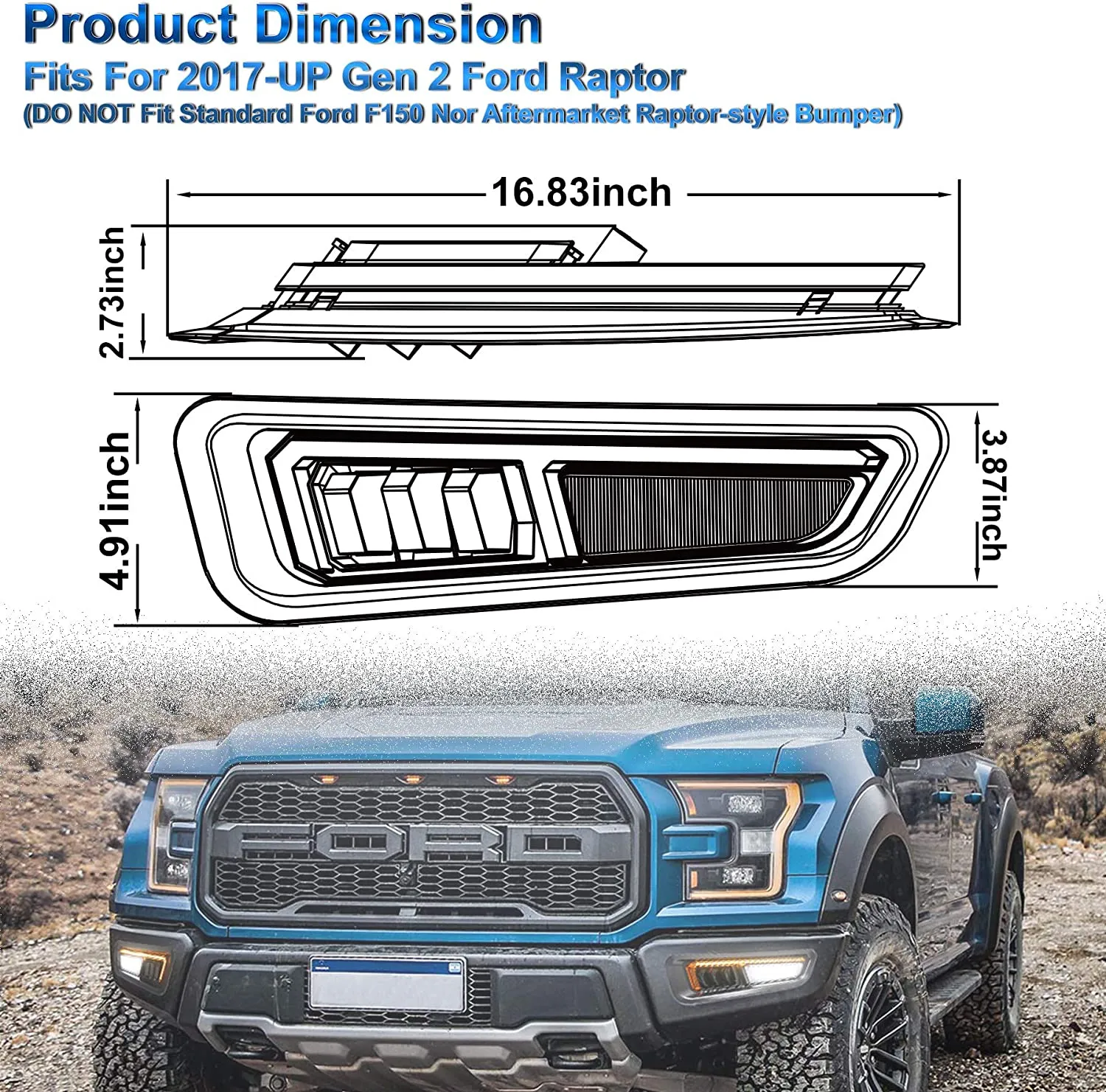 2023 New Upgraded Fog Lights with Gen 2 Ford Raptor 2017 2018 2019 2020