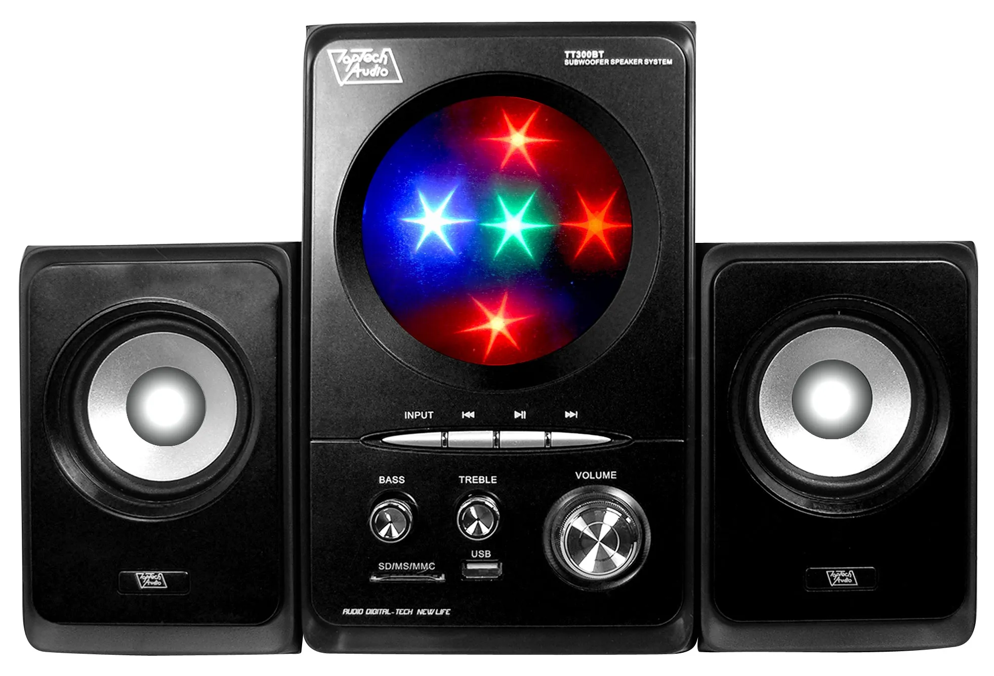 2.1 Powered Multimedia Speaker with Disco Ball and Bluetooth Connectivity