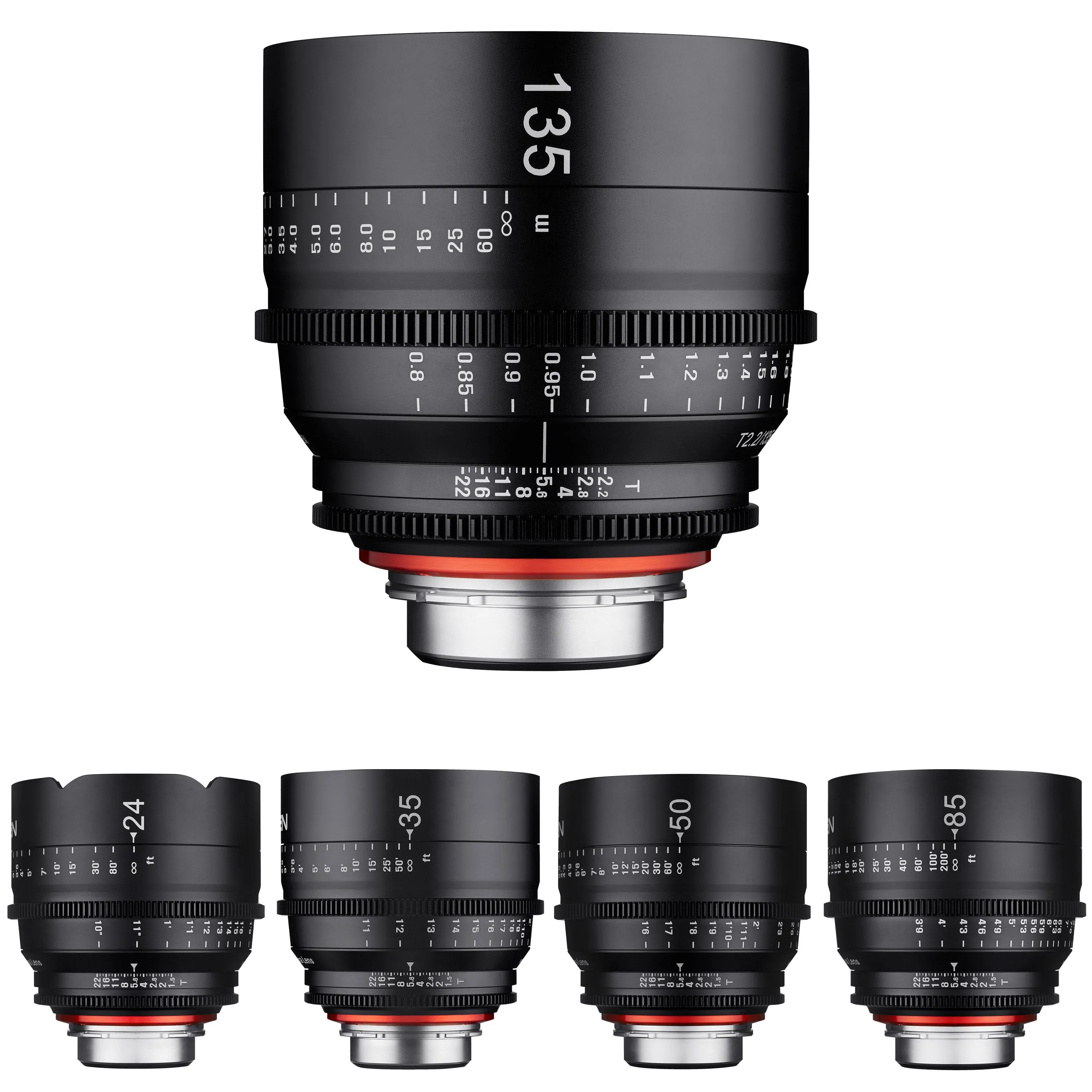 XEEN Pro High-Quality Cinema Lens Bundle - 24mm, 35mm, 50mm, 85mm, 135mm Lenses Set
