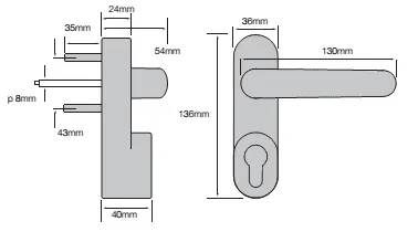 40TCPH361-02 STRAND PH361 Antipanic Outside Access, Silver