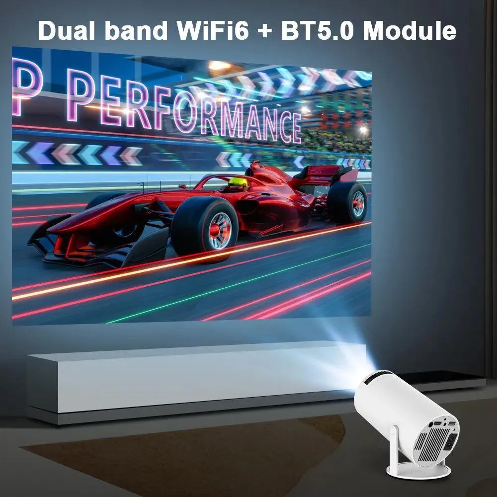 4K Android HY300 Wifi6 Projector: Ultimate Outdoor Cinema Experience : Crystal-Clear Images, BT5.0, Portable & Wifi6 Tech