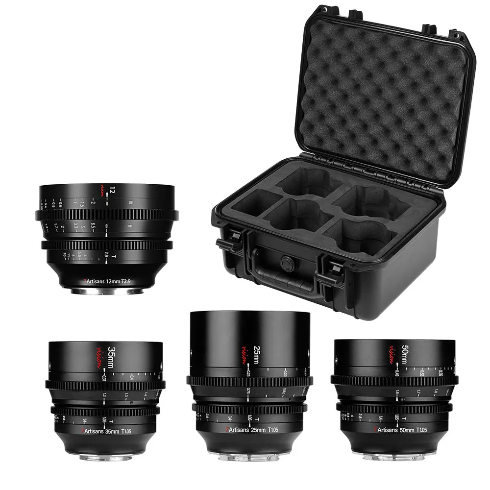 7Artisans 12mm/25mm/35mm/50mm APS-C MF Cine Lens E/FX/RF/L/M43/Z Mount