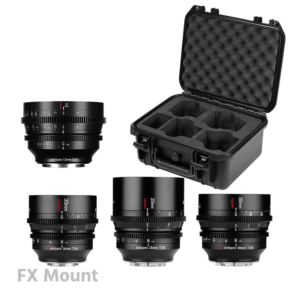 7Artisans 12mm/25mm/35mm/50mm APS-C MF Cine Lens E/FX/RF/L/M43/Z Mount