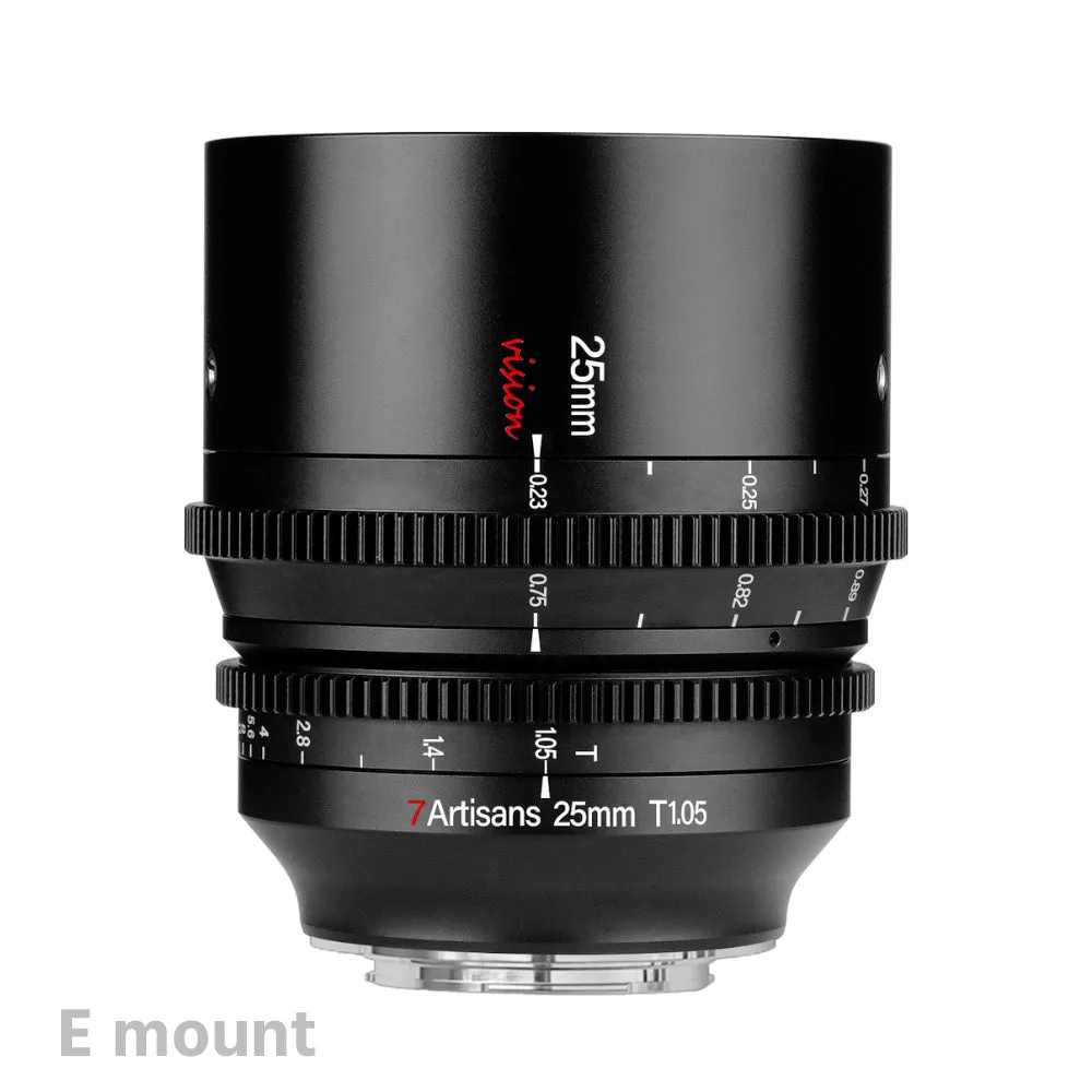 7Artisans 25mm T1.05 APS-C MF Cine Lens E/FX/RF/L/M43/Z cam Mount