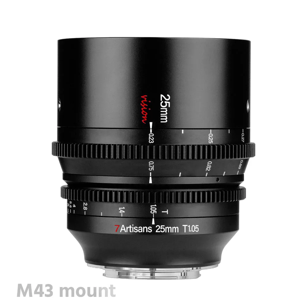 7Artisans 25mm T1.05 APS-C MF Cine Lens E/FX/RF/L/M43/Z cam Mount