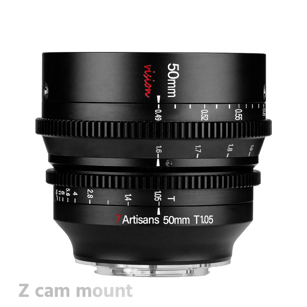 7Artisans 50mm T1.05 APS-C MF Cine Lens E/FX/RF/L/M43/Z cam mount