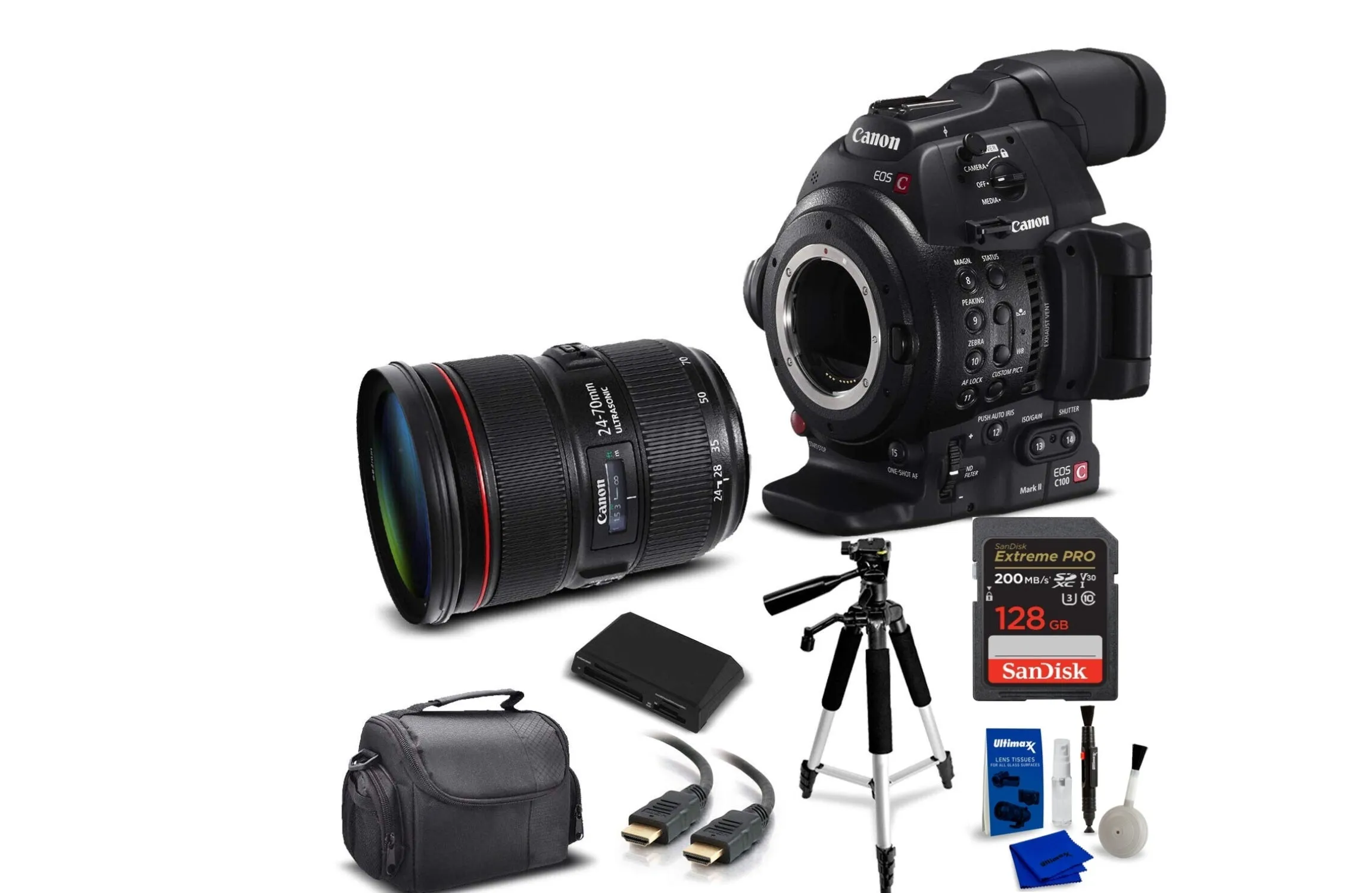 Canon EOS C100 Mark II with Dual Pixel CMOS AF 0202C002 & 24-70mm f/2.8L II USM Bundle