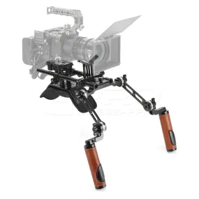 CGPro Pro Camcorder Shoulder Rig With Manfrotto QR Base Plate & ARRI Rosette Dual Handgrip