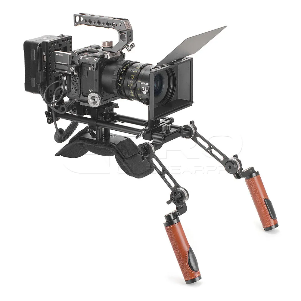 CGPro Pro Camcorder Shoulder Rig With Manfrotto QR Base Plate & ARRI Rosette Dual Handgrip