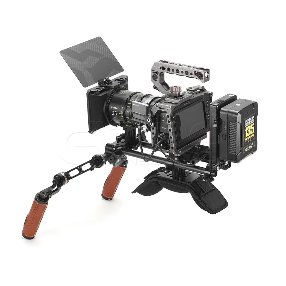 CGPro Pro Camcorder Shoulder Rig With Manfrotto QR Base Plate & ARRI Rosette Dual Handgrip