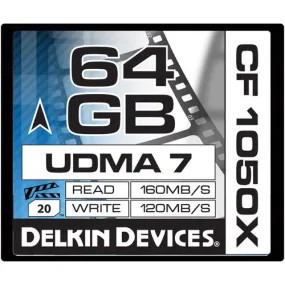 Delkin Devices 64GB Prime CF 1050X Compact Flash Memory Card UDMA 7