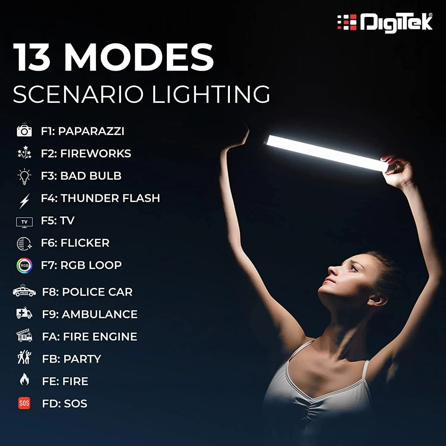 Digitek (DSL-20W RGB Combo) Portable Handheld RGB LED Light Wand with NP F750 Battery & Remote for YouTube, Photo-Shoot, Video Shoot, Live Stream, Makeup & More,...DSL-20W RGB Combo