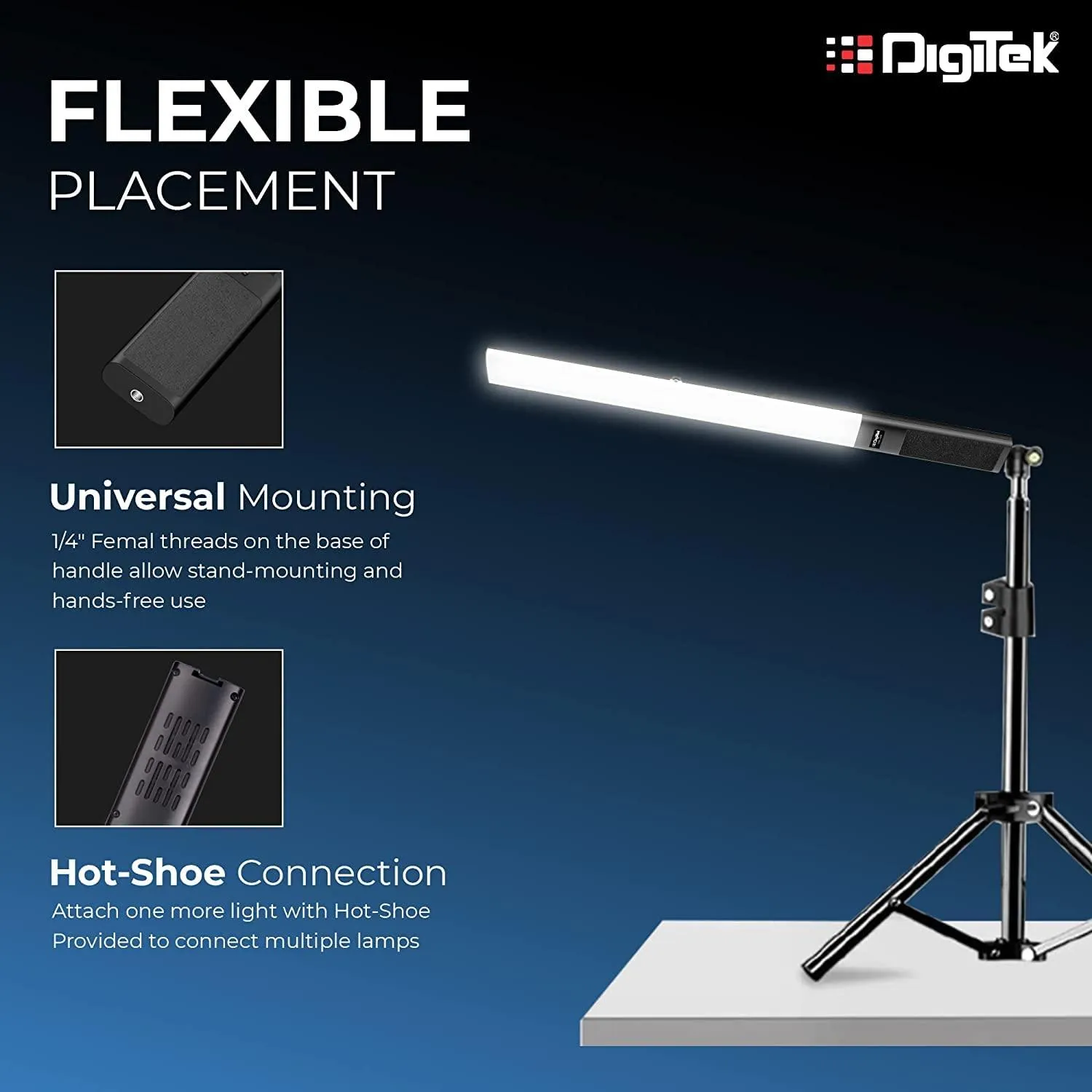Digitek (DSL-20W RGB Combo) Portable Handheld RGB LED Light Wand with NP F750 Battery & Remote for YouTube, Photo-Shoot, Video Shoot, Live Stream, Makeup & More,...DSL-20W RGB Combo