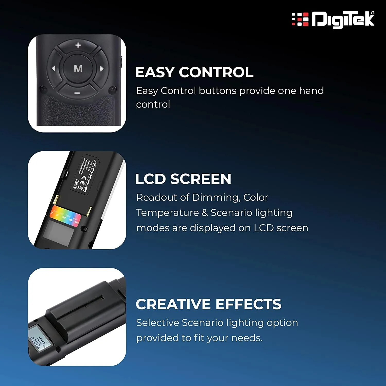 Digitek (DSL-20W RGB Combo) Portable Handheld RGB LED Light Wand with NP F750 Battery & Remote for YouTube, Photo-Shoot, Video Shoot, Live Stream, Makeup & More,...DSL-20W RGB Combo