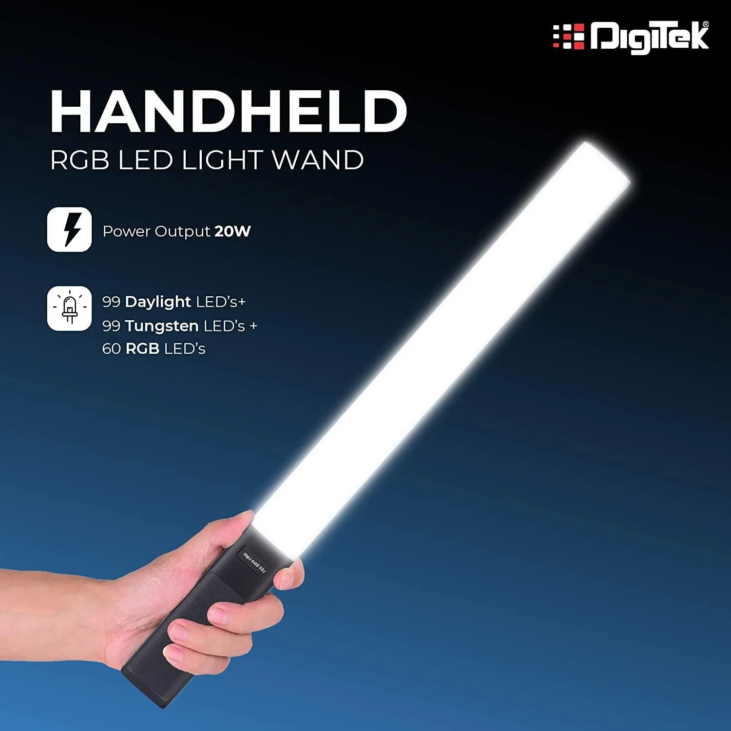 Digitek (DSL-20W RGB Combo) Portable Handheld RGB LED Light Wand with NP F750 Battery & Remote for YouTube, Photo-Shoot, Video Shoot, Live Stream, Makeup & More,...DSL-20W RGB Combo