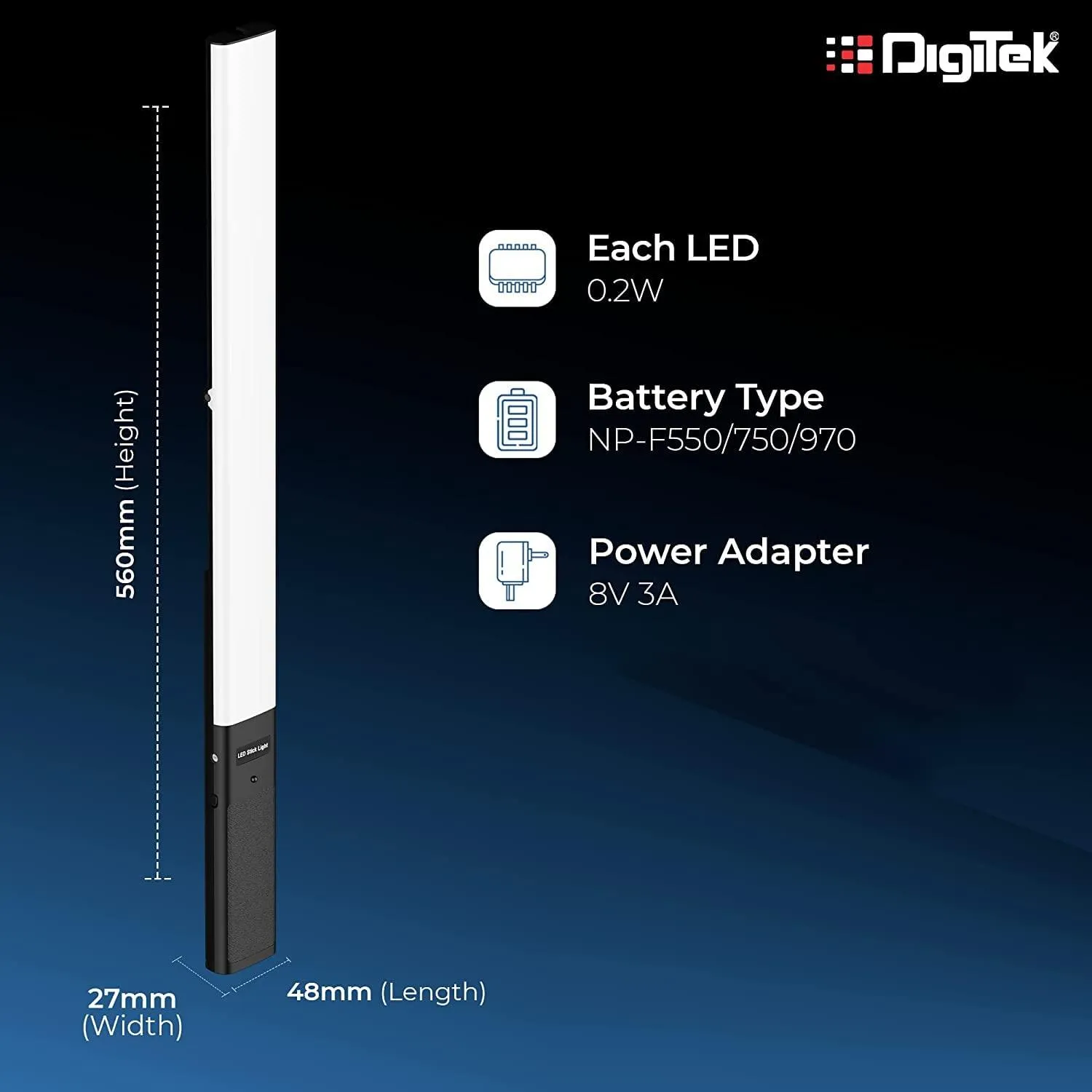 Digitek (DSL-20W RGB Combo) Portable Handheld RGB LED Light Wand with NP F750 Battery & Remote for YouTube, Photo-Shoot, Video Shoot, Live Stream, Makeup & More,...DSL-20W RGB Combo