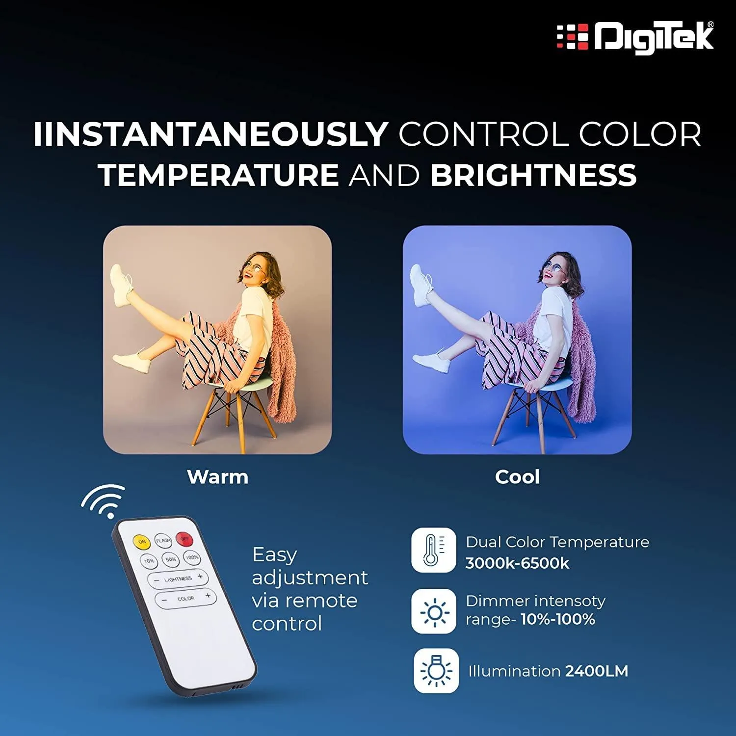 Digitek (DSL-20W RGB Combo) Portable Handheld RGB LED Light Wand with NP F750 Battery & Remote for YouTube, Photo-Shoot, Video Shoot, Live Stream, Makeup & More,...DSL-20W RGB Combo