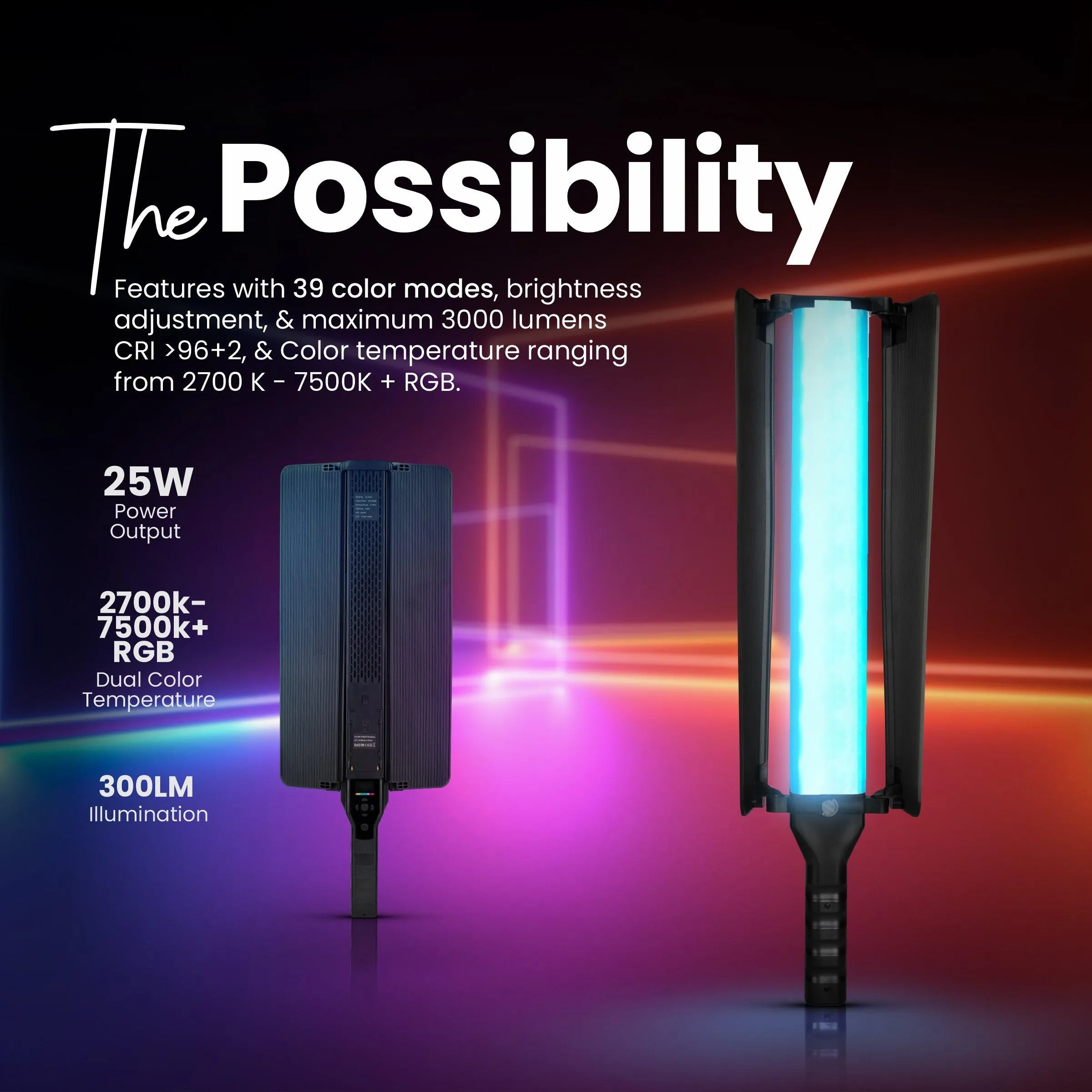 Digitek (DSL-25W RGB) Portable Handheld RGB LED Light Wand with Barn Door (Battery not Included). DSL-25W RGB