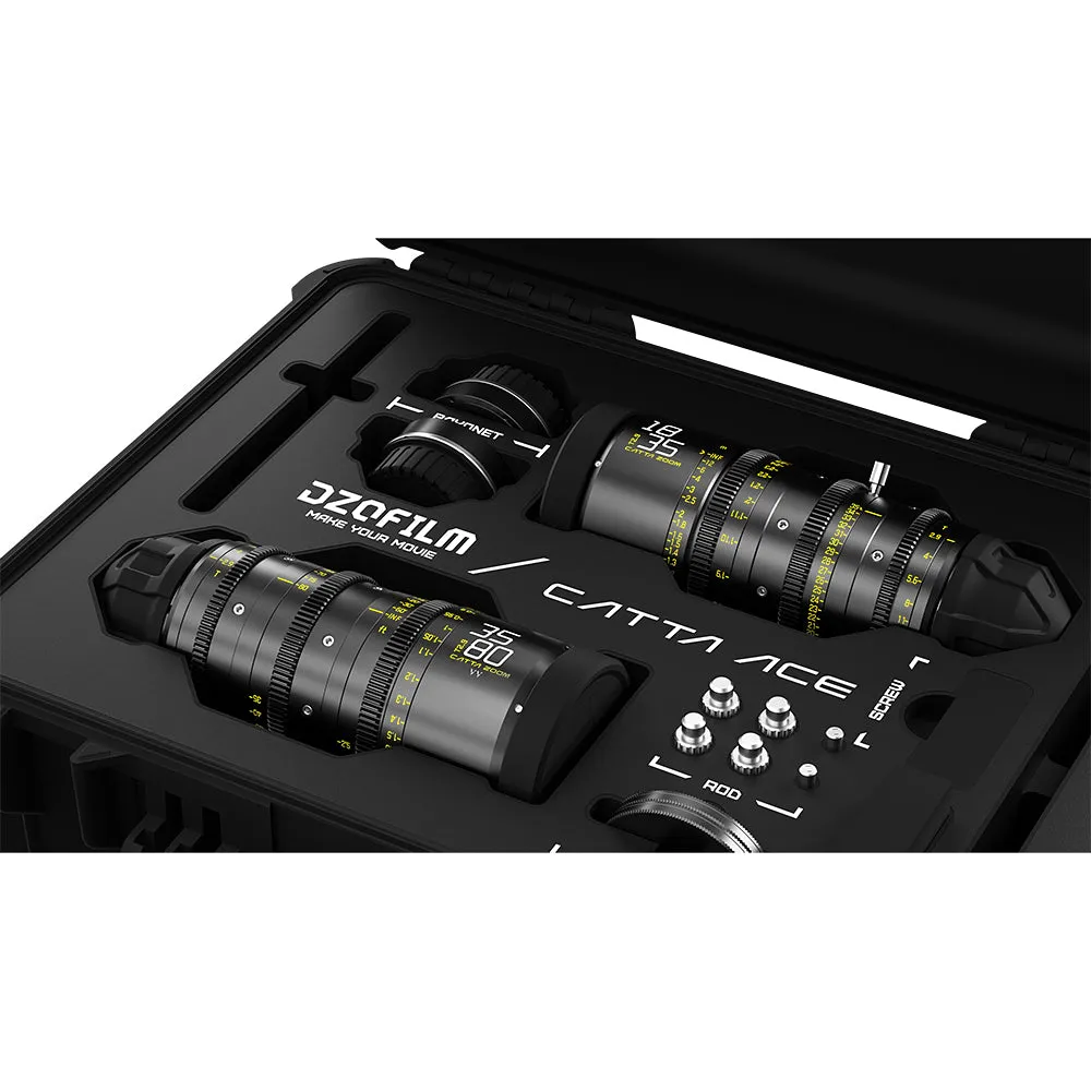DZOFILM CATTA ACE 18-35 & 35-80mm T2.9 FF Cine Zoom Dual Lens Bundle PL&EF interchangeable Mount