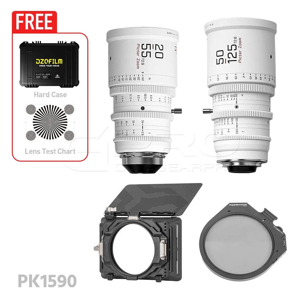 DZOFILM Pictor Zoom Dual Lens Bundle 20-55mm   50-125mm T2.8 Limited Edition (PL&EF interchangeable Mount, White)