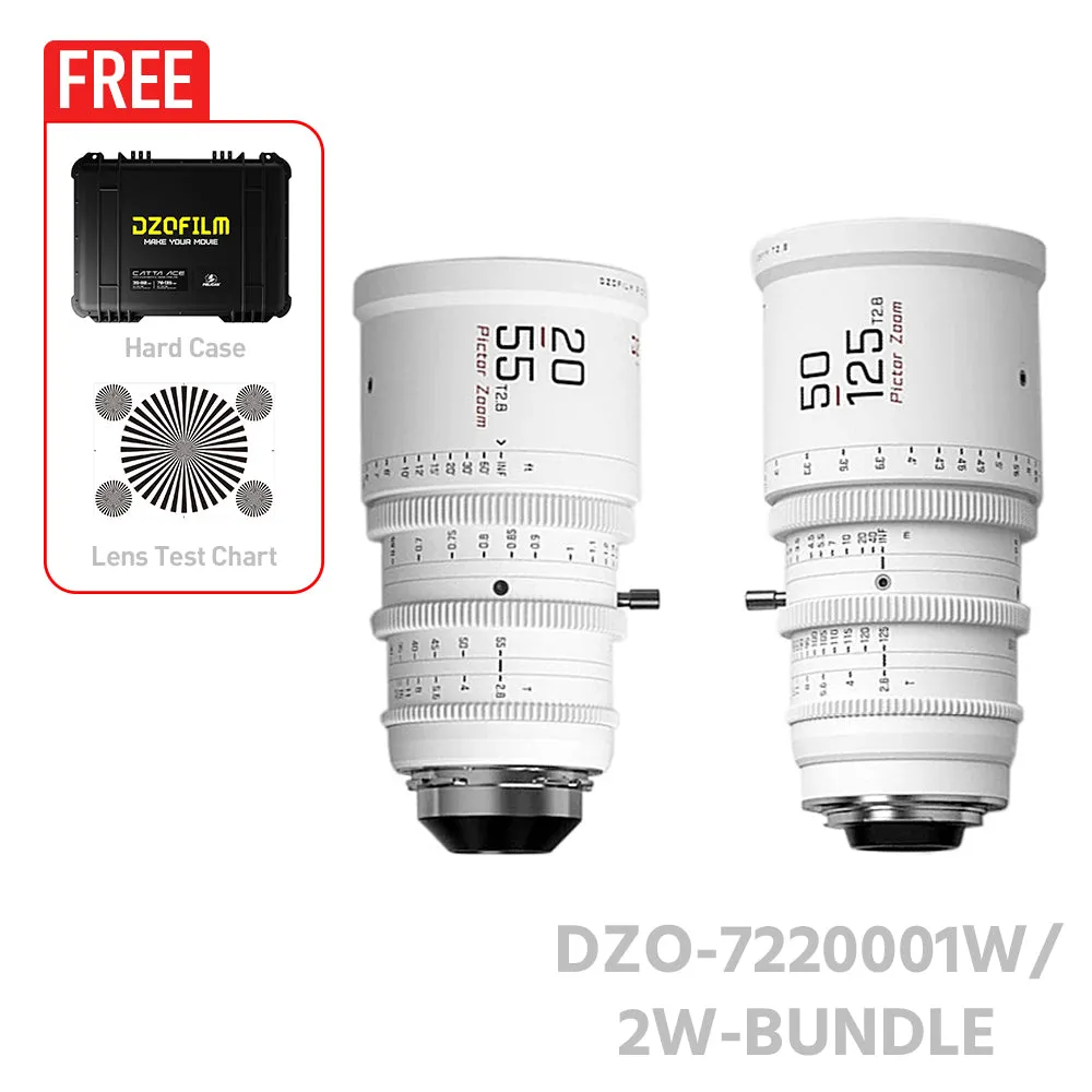 DZOFILM Pictor Zoom Dual Lens Bundle 20-55mm   50-125mm T2.8 Limited Edition (PL&EF interchangeable Mount, White)