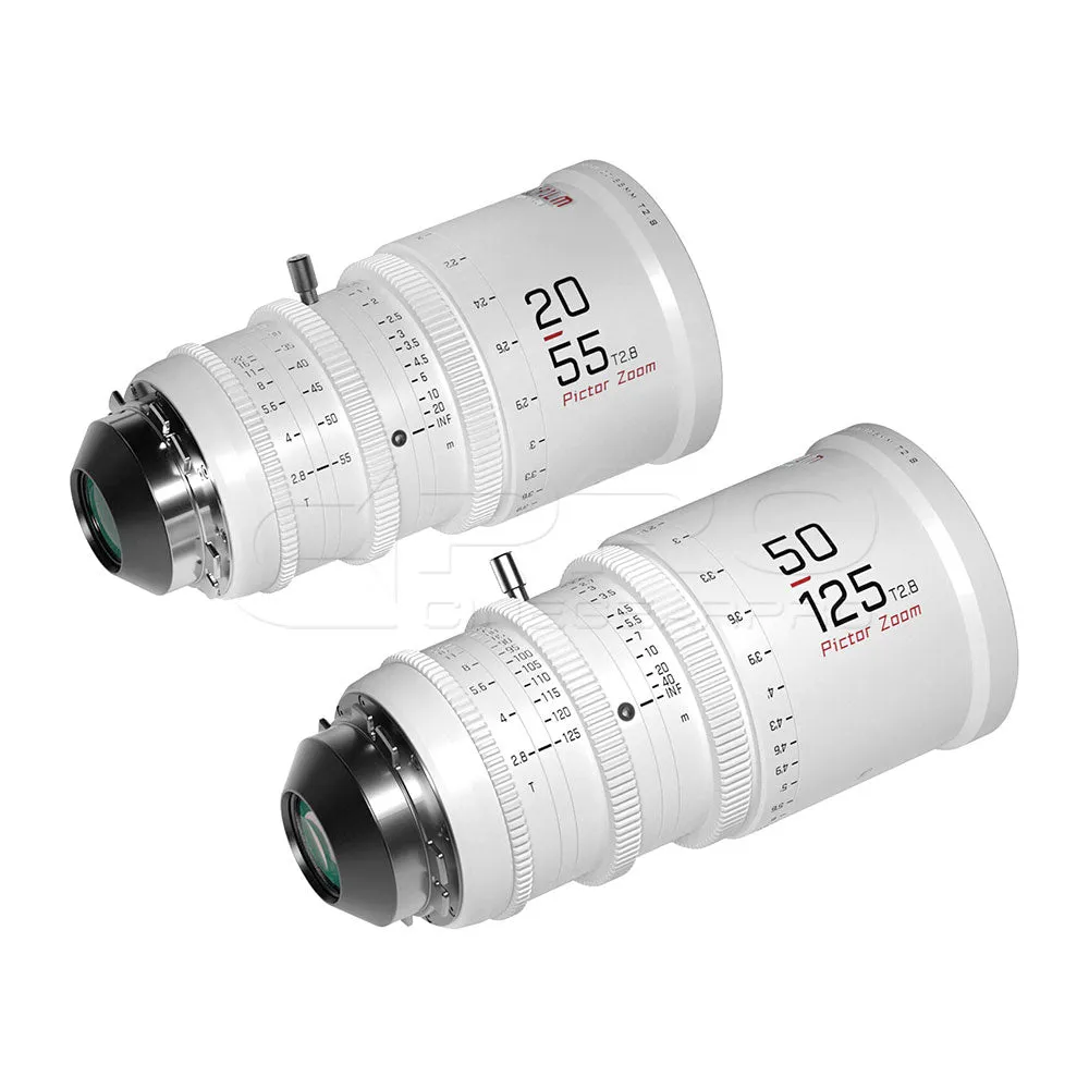 DZOFILM Pictor Zoom Dual Lens Bundle 20-55mm   50-125mm T2.8 Limited Edition (PL&EF interchangeable Mount, White)