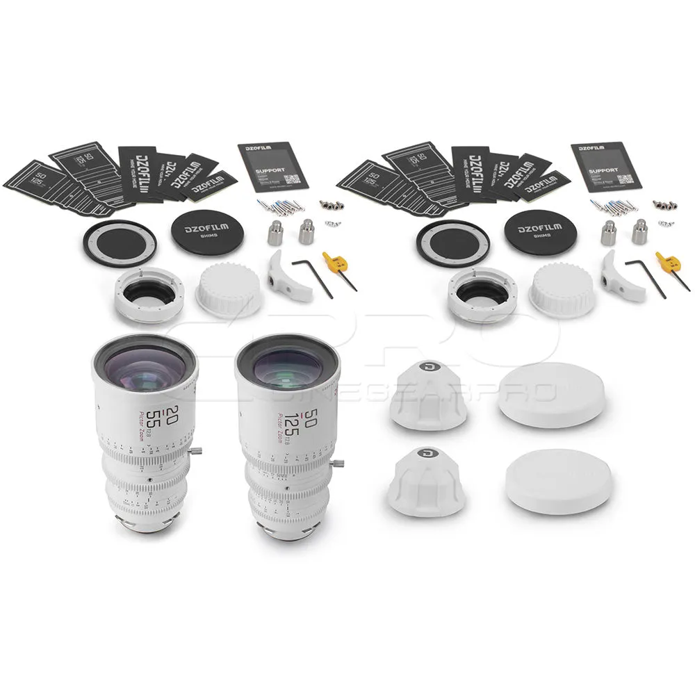 DZOFILM Pictor Zoom Dual Lens Bundle 20-55mm   50-125mm T2.8 Limited Edition (PL&EF interchangeable Mount, White)
