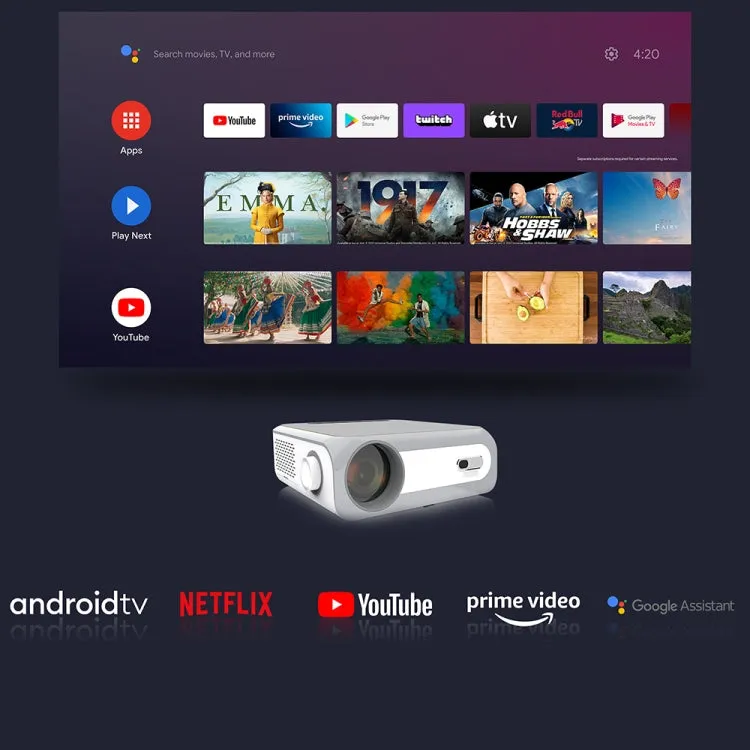 FHD 1080P Mini LCD Smart Projector with 700 ANSI Lumens and Android TV 11