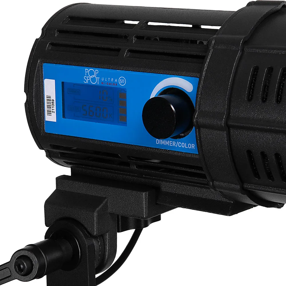 Fotodiox Pro PopSpot Ultra 50 v2 Bi-Color - Focusing LED Light Kit, High-Intensity Dual Color LED 3200k-5600k Focusable Spot Light for Still and Video