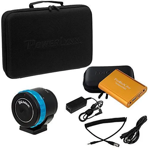 Fotodiox Pro PowerLynx Kit, B4 Lens to MFT Black Magic Pocket Cinema Adapter & Turbopack 9000 Battery Kit with Power Cable