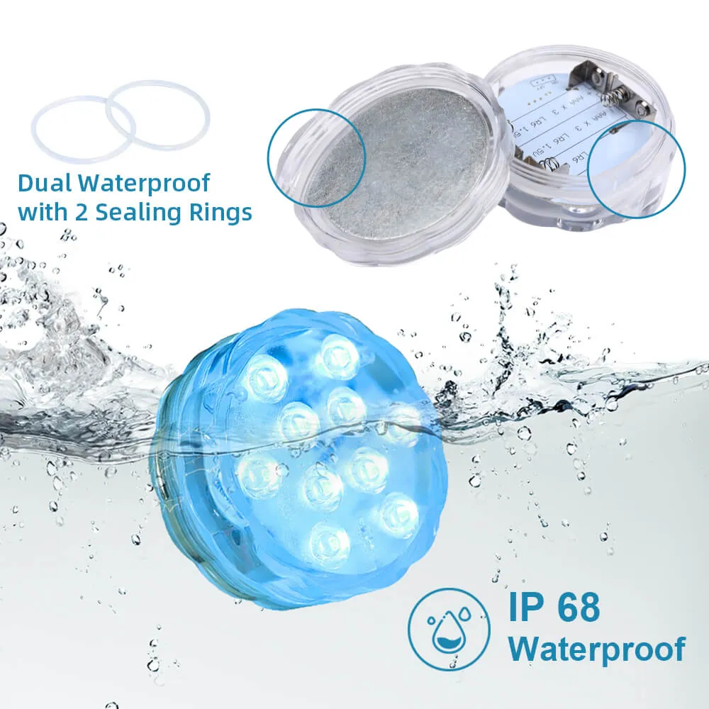 GFLAI IP68 Waterproof Multi Color Submersible LED Lights Underwater Pool Light Party Wedding Christmas Decoration