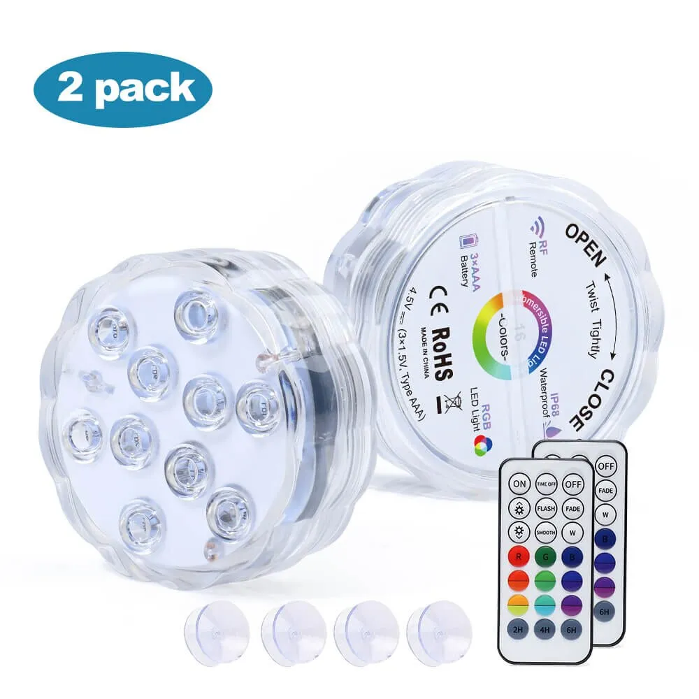 GFLAI IP68 Waterproof Multi Color Submersible LED Lights Underwater Pool Light Party Wedding Christmas Decoration