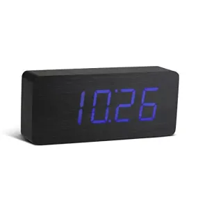 Gingko Slab Black Click Clock Blue LED
