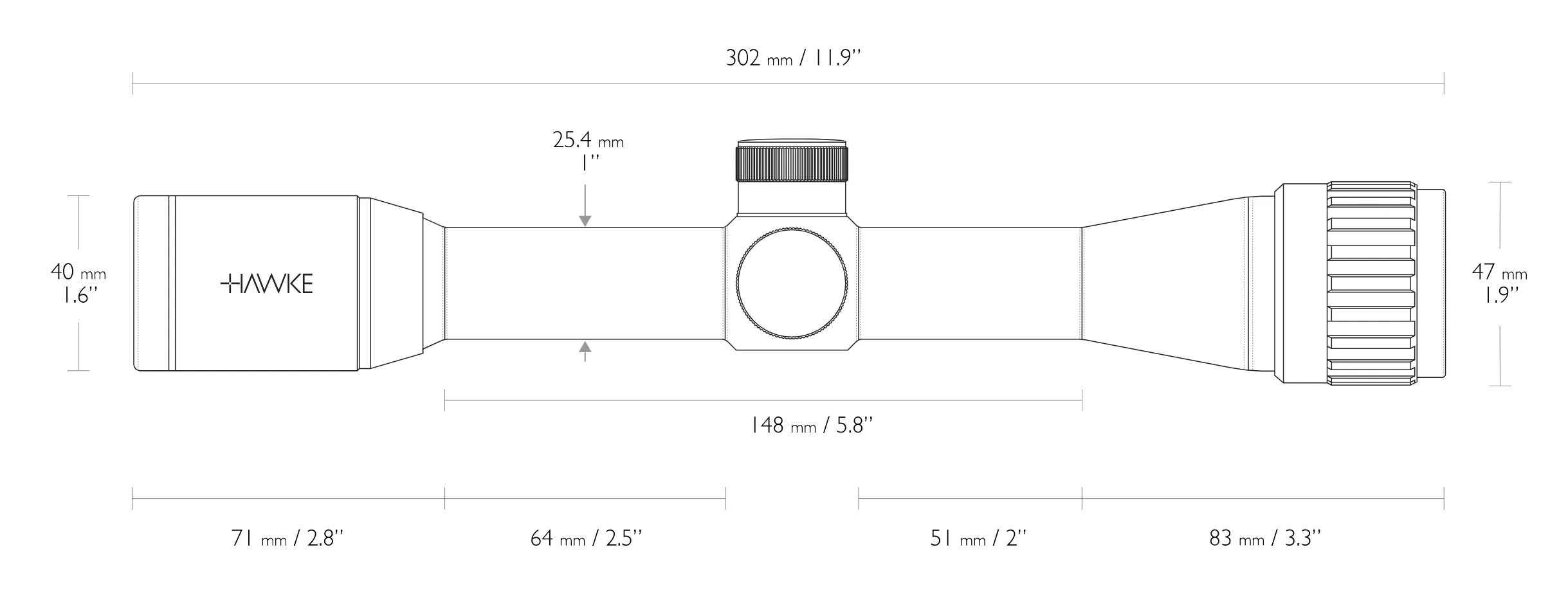 Hawke VANTAGE 4x32 AO MIL DOT RETICLE
