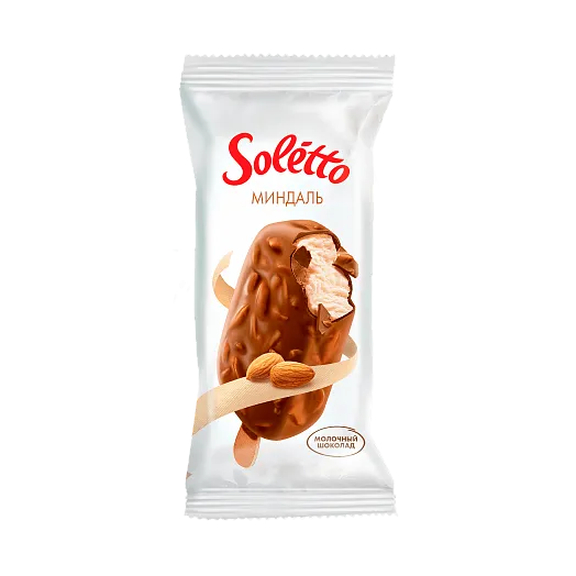 ICE CREAM SOLETO ALMOND 75G WITH VANILLA FLAVOR IN MILK SHOCK EYE WITH ALMOND ESKIMO