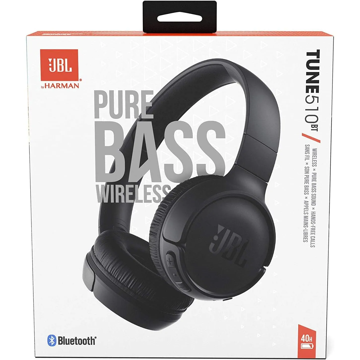 JBL Tune 510BT: Wireless On-Ear Headphones with Purebass Sound - Black  (Refurbished)