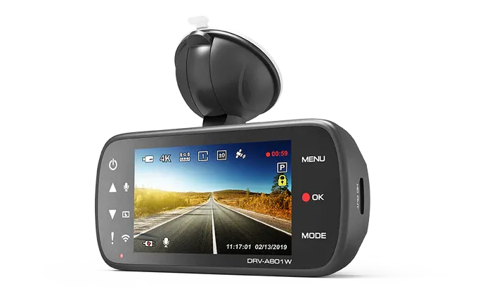 Kenwood DRV-A610WDP 4K HD Dash Camera with Wi-Fi, GPS, and Rear-View Camera
