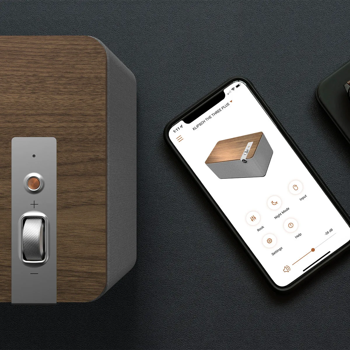 Klipsch The Three Plus Premium Bluetooth Speaker with Phono and Optical Inputs (Walnut)
